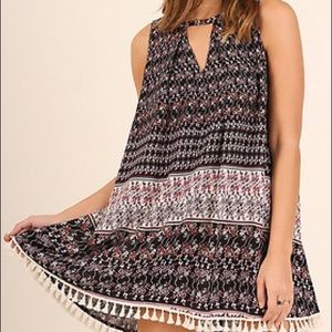 Umgee Sleeveless Keyhole Dress with Tassel Details